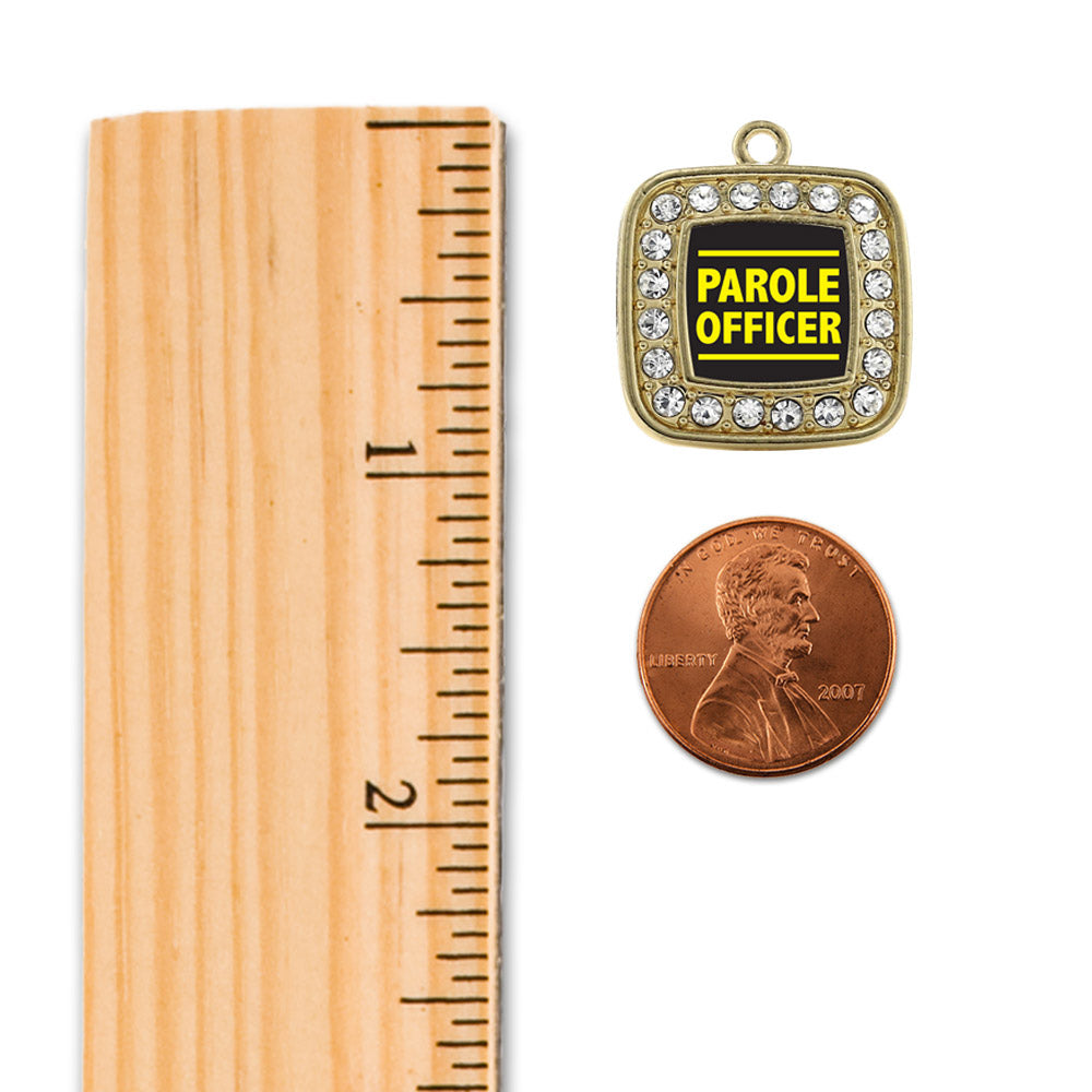Gold Parole Officer Square Charm Snowman Ornament