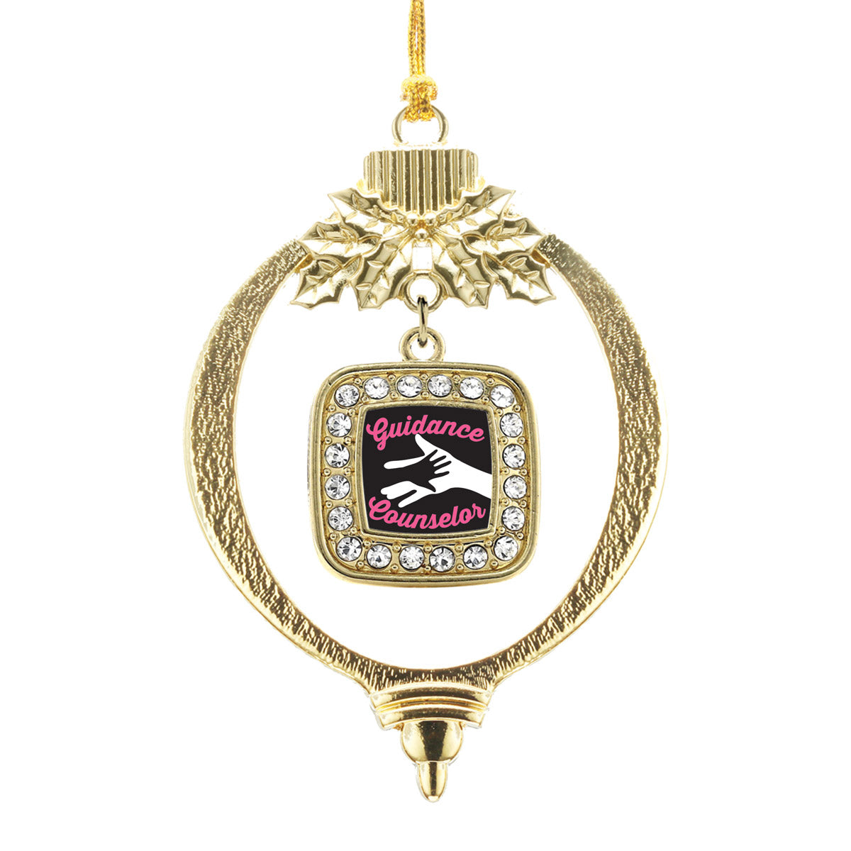 Gold Guidance Counselor Square Charm Holiday Ornament
