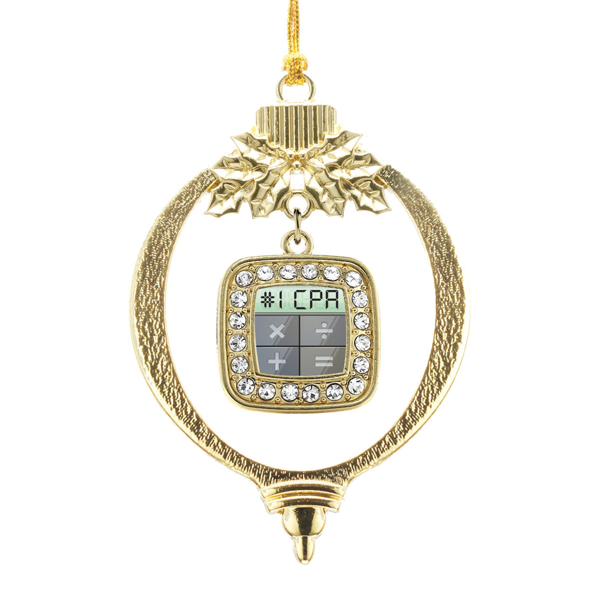 Gold #1 CPA Square Charm Holiday Ornament