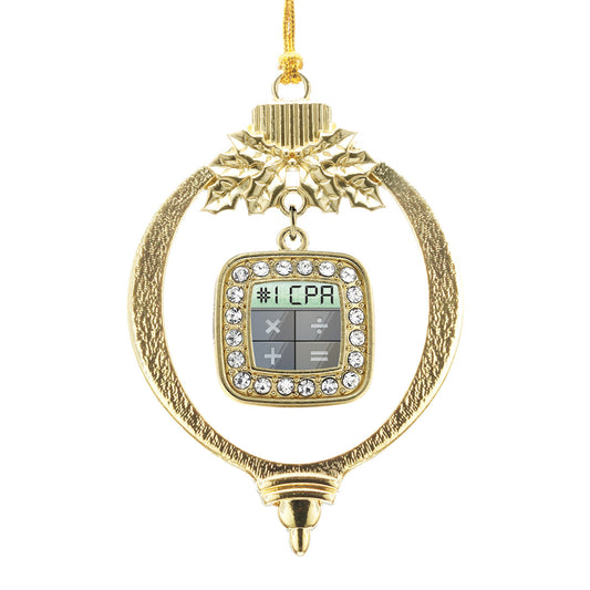Gold #1 CPA Square Charm Holiday Ornament