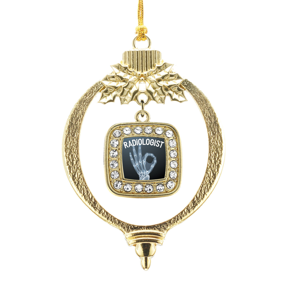 Gold Radiologist Square Charm Holiday Ornament