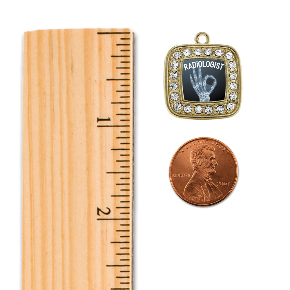 Gold Radiologist Square Charm Snowman Ornament