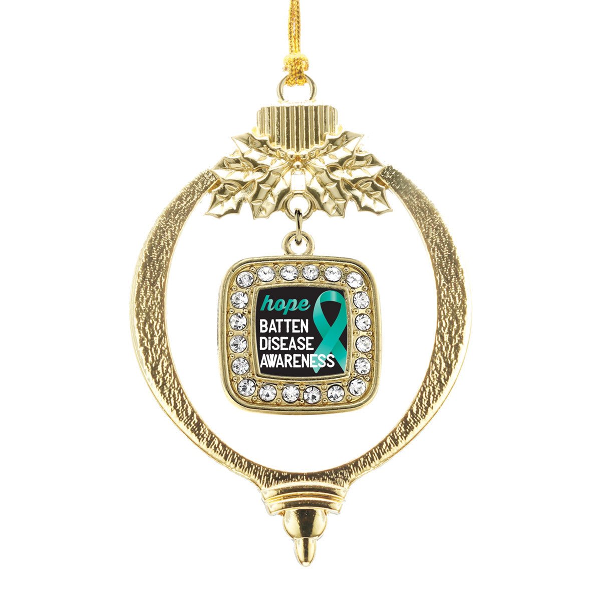 Gold Batten Disease Square Charm Holiday Ornament