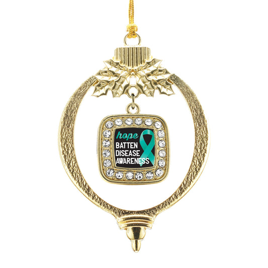 Gold Batten Disease Square Charm Holiday Ornament