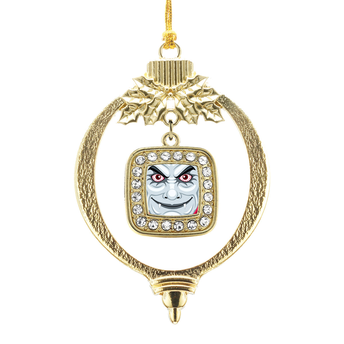Gold Thirsty Vampire Square Charm Holiday Ornament