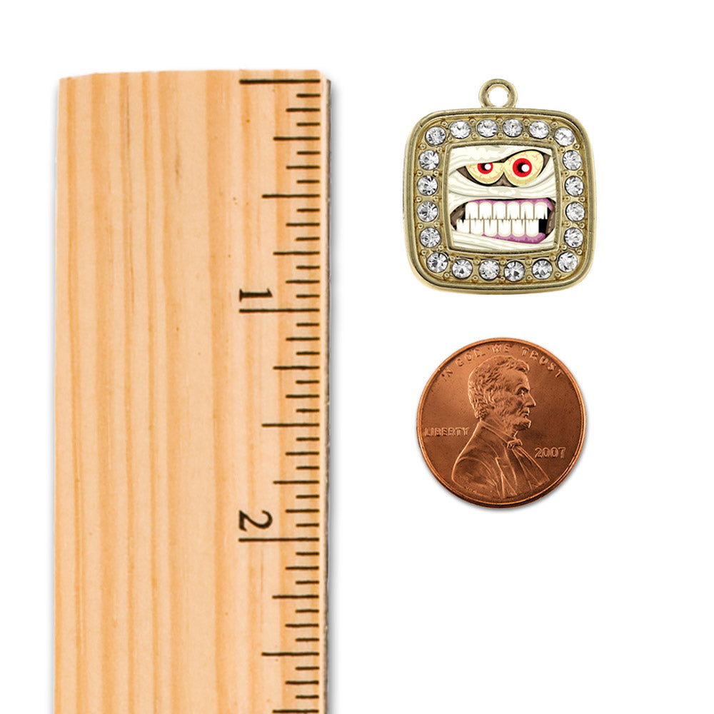 Gold Angry Mummy Square Charm Snowman Ornament