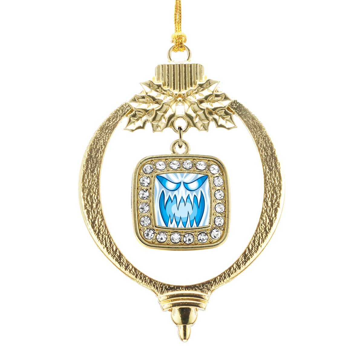 Gold Haunting Ghost Square Charm Holiday Ornament
