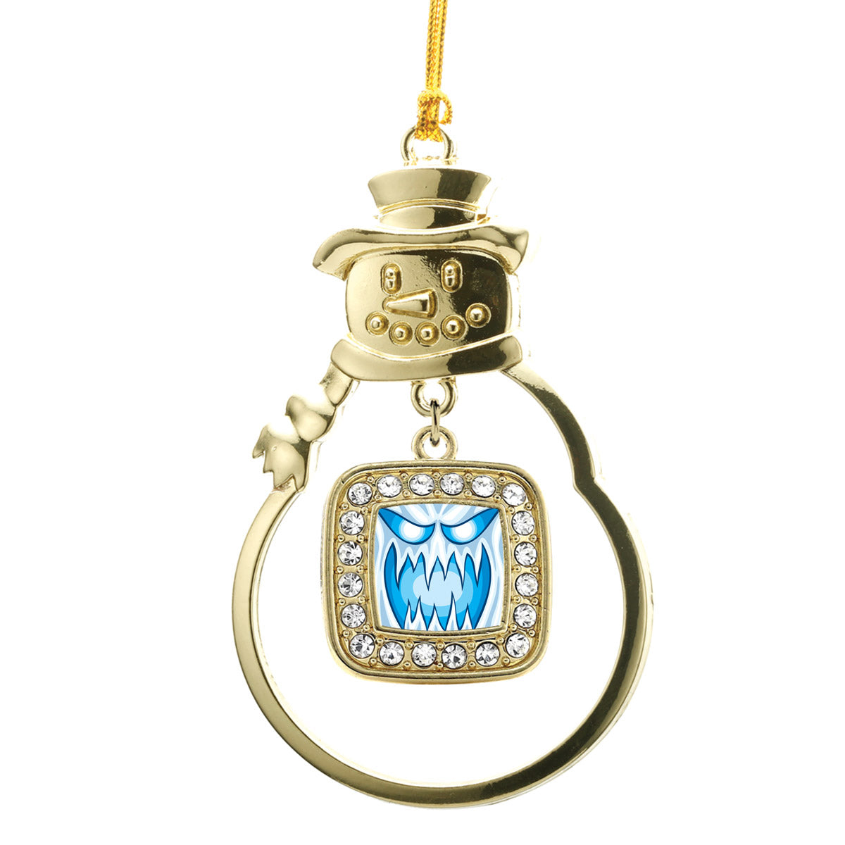 Gold Haunting Ghost Square Charm Snowman Ornament