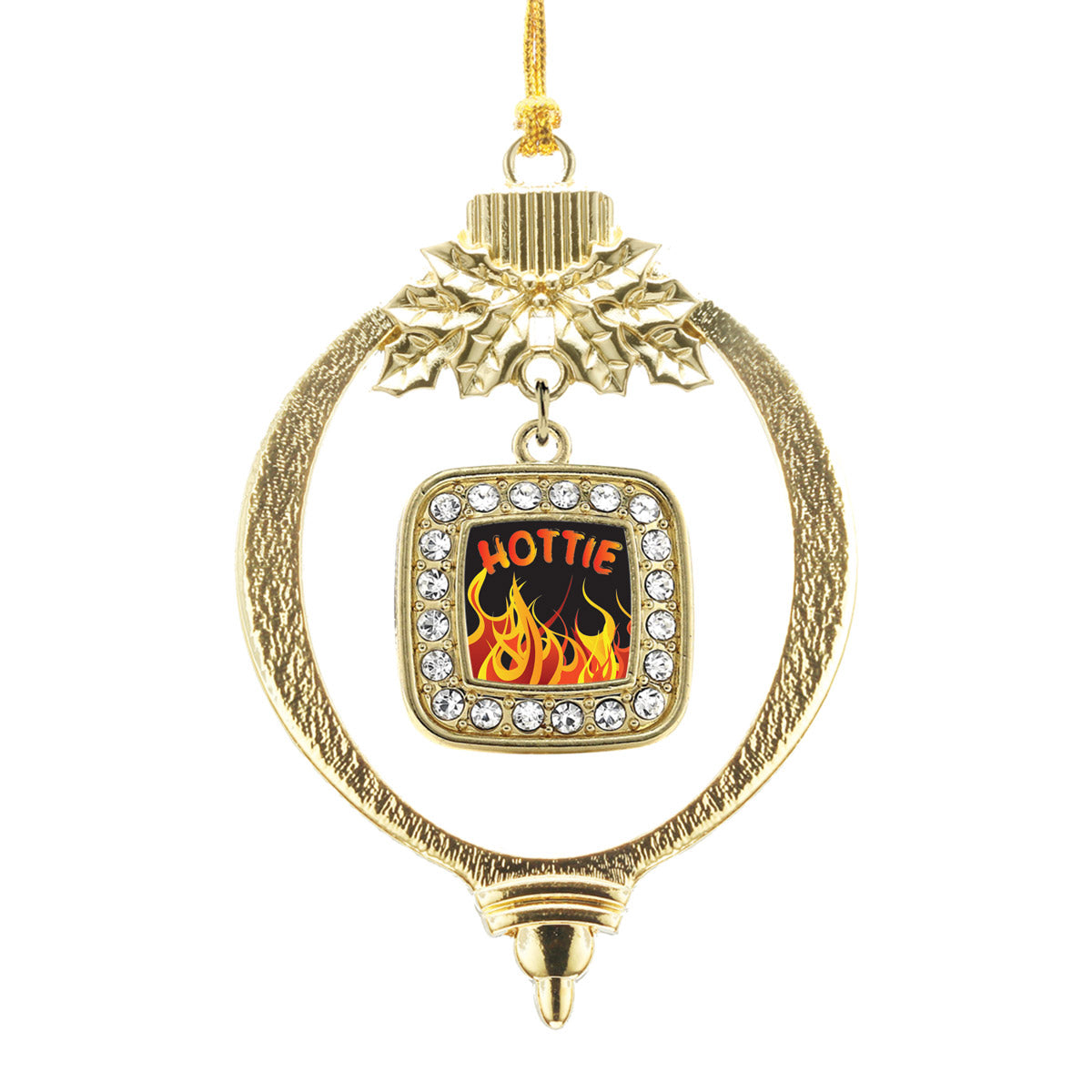 Gold Hottie Square Charm Holiday Ornament