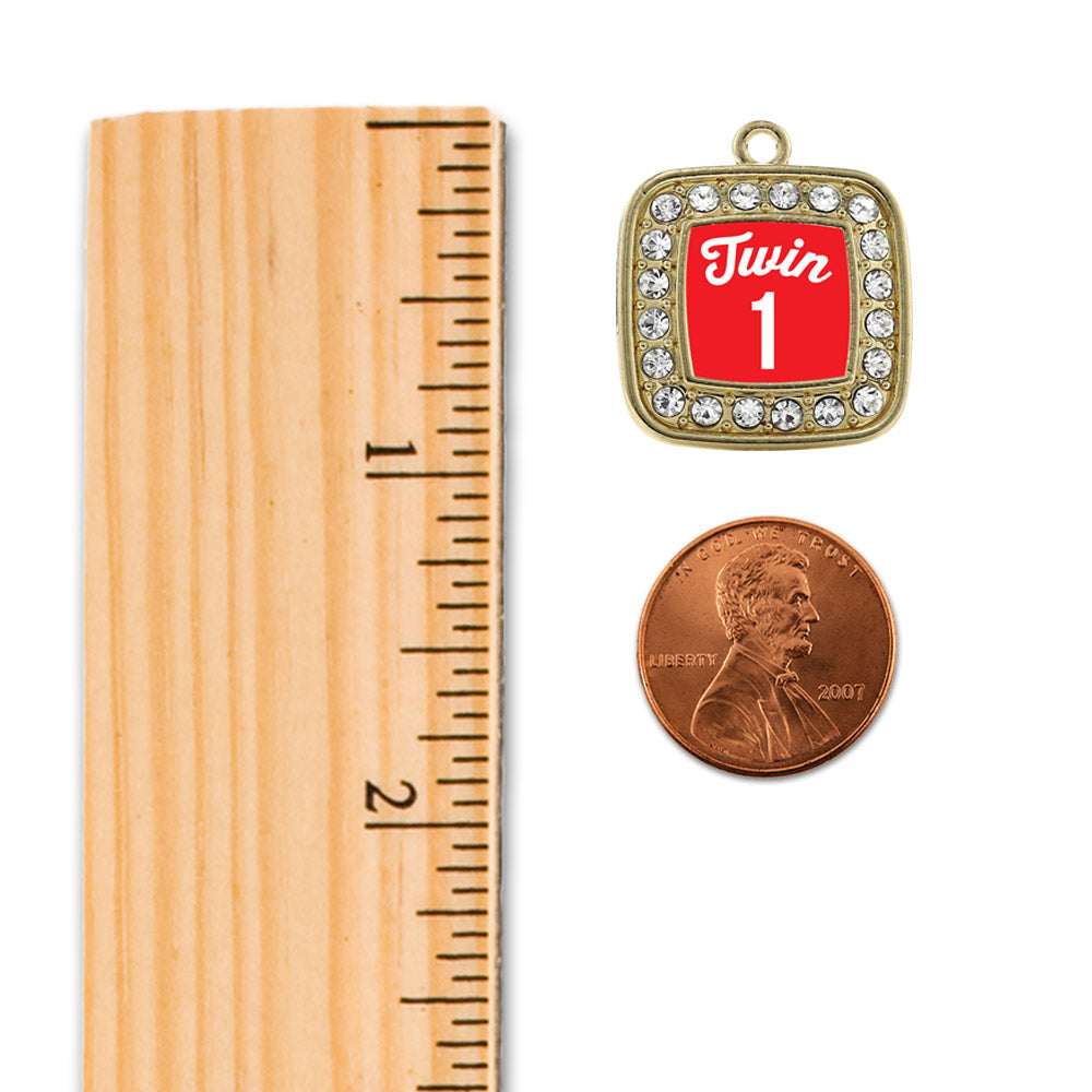 Gold Twin One Square Charm Holiday Ornament
