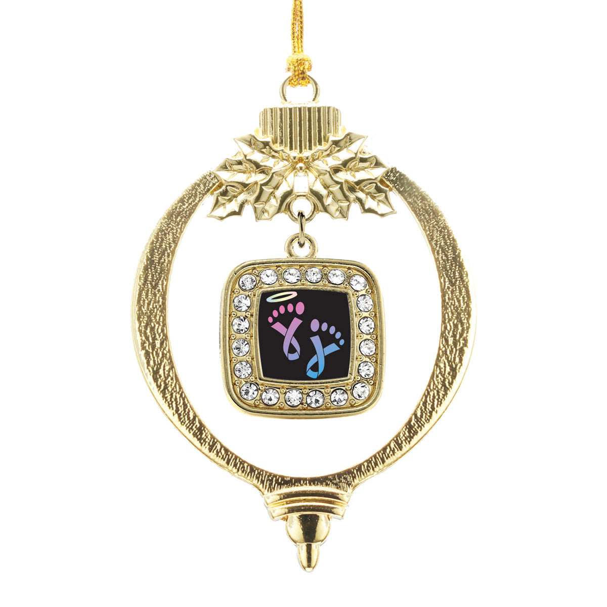 Gold Infancy Loss Square Charm Holiday Ornament