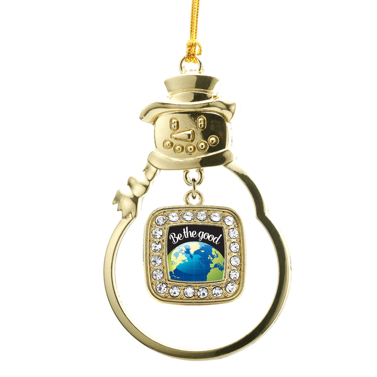 Gold Be The Good Square Charm Snowman Ornament
