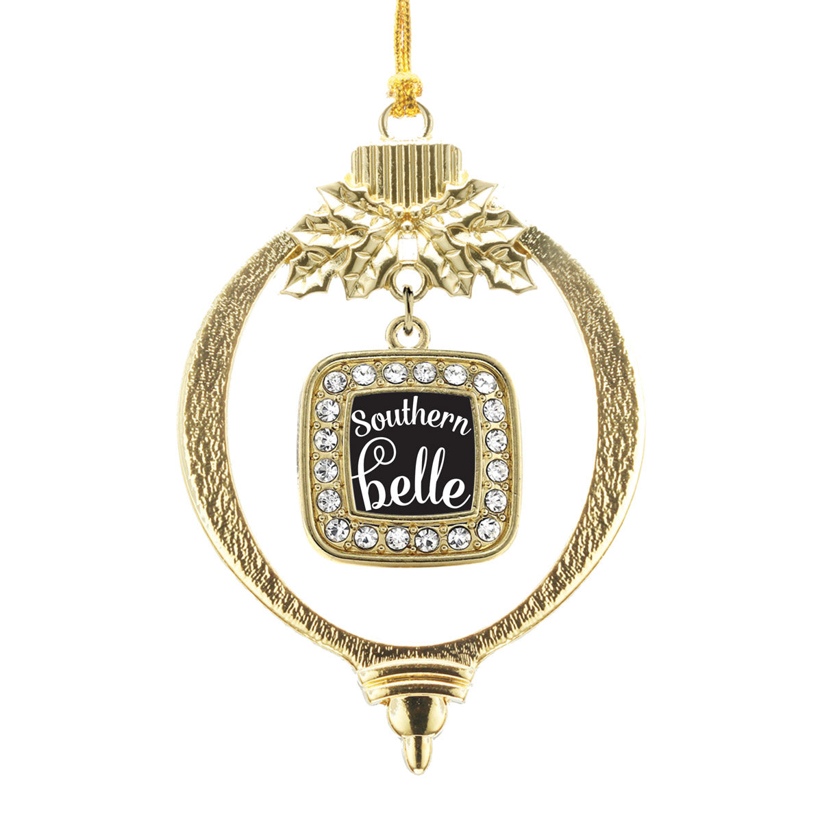 Gold Southern Belle Square Charm Holiday Ornament