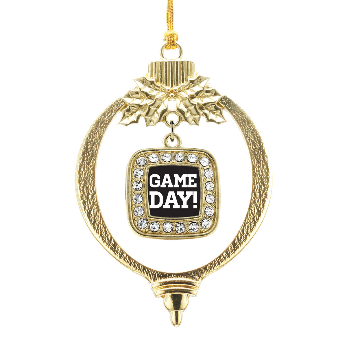 Gold Game Day Square Charm Holiday Ornament