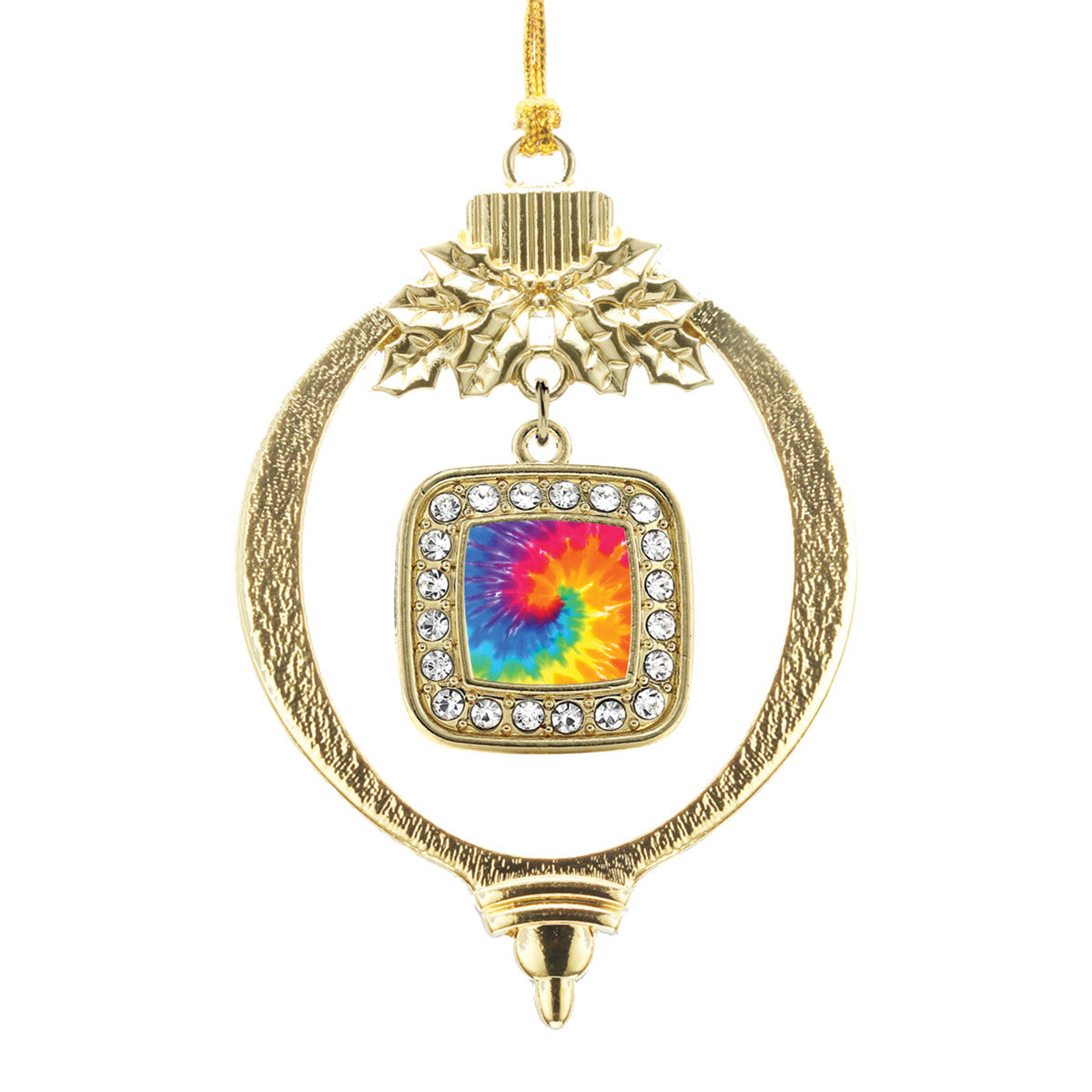 Gold Tie Dye Square Charm Holiday Ornament
