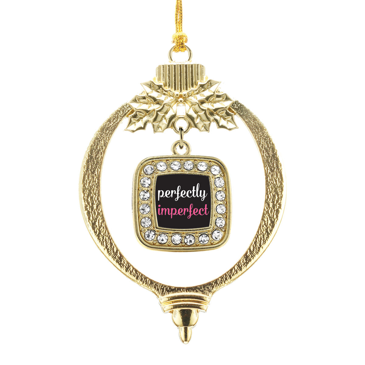 Gold Perfectly Imperfect Square Charm Holiday Ornament