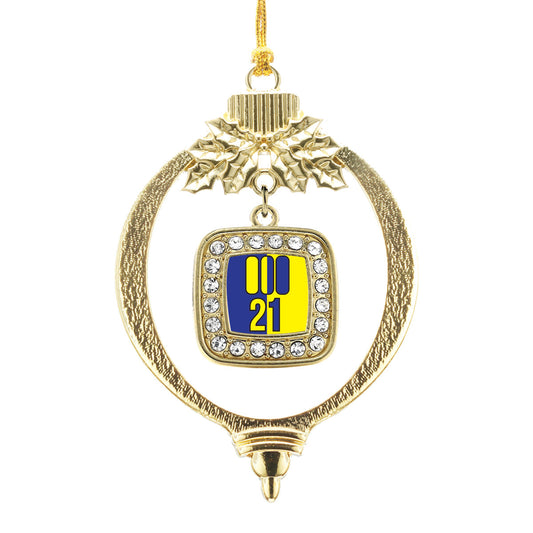 Gold Chromosome 21 Square Charm Holiday Ornament