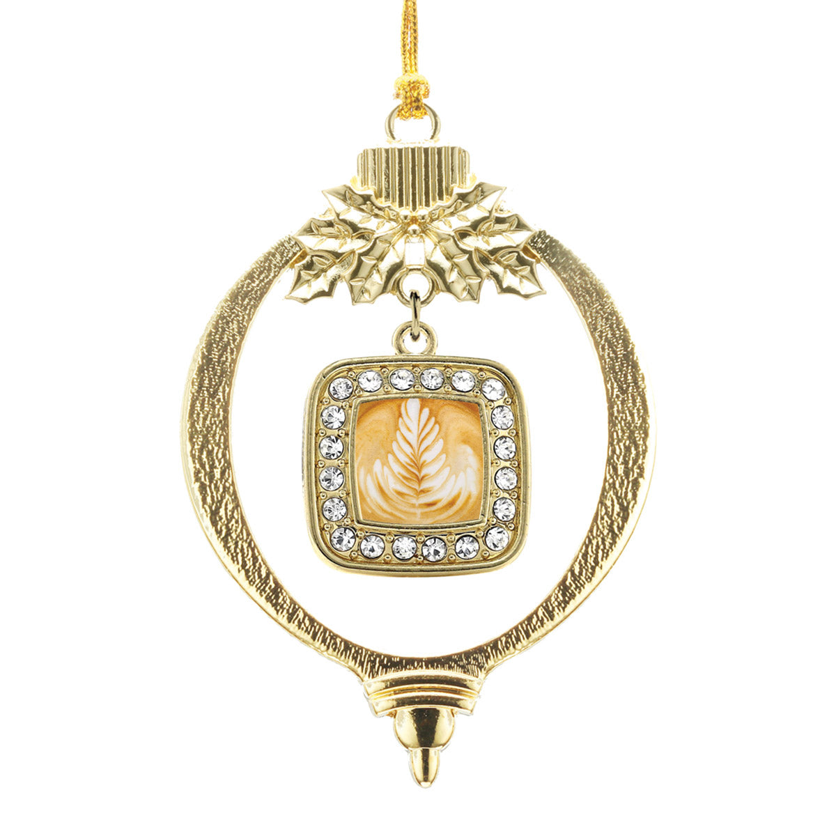 Gold Latte Square Charm Holiday Ornament
