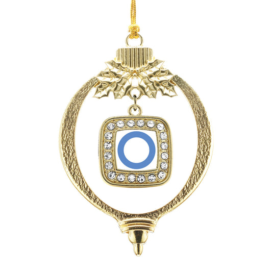 Gold Diabetes Blue Symbol Square Charm Holiday Ornament