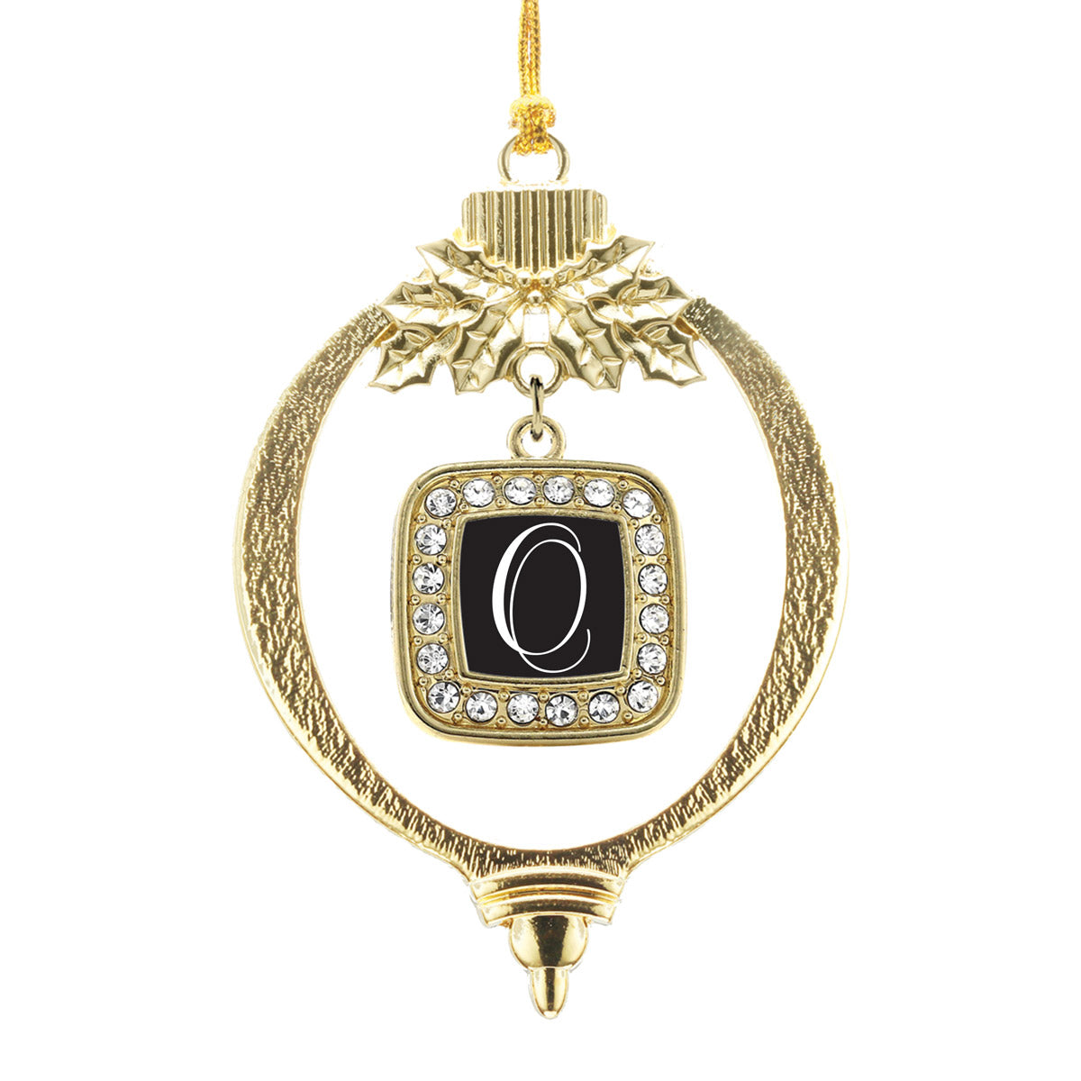 Gold My Script Initials - Letter O Square Charm Holiday Ornament