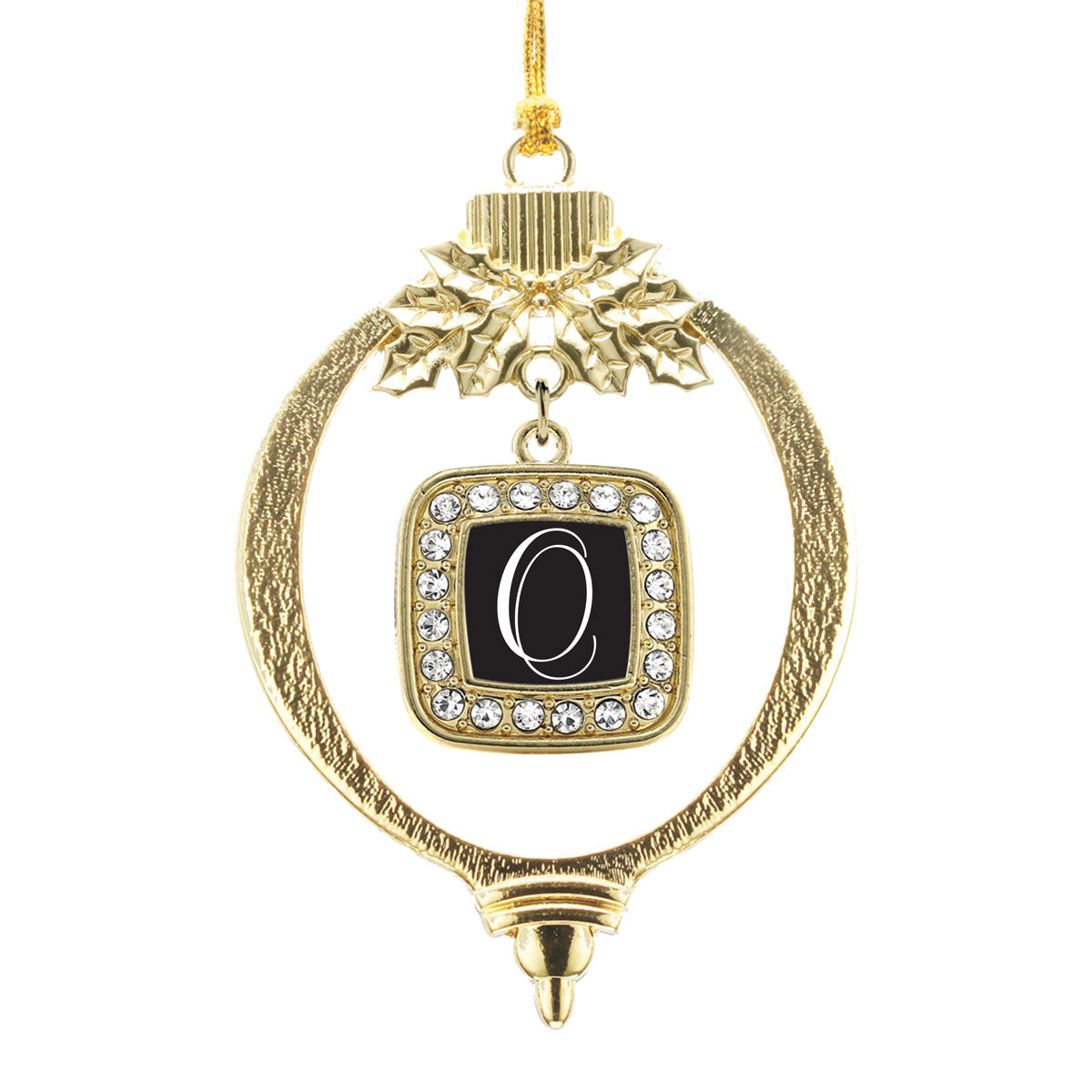 Gold My Script Initials Square Charm Holiday Ornament