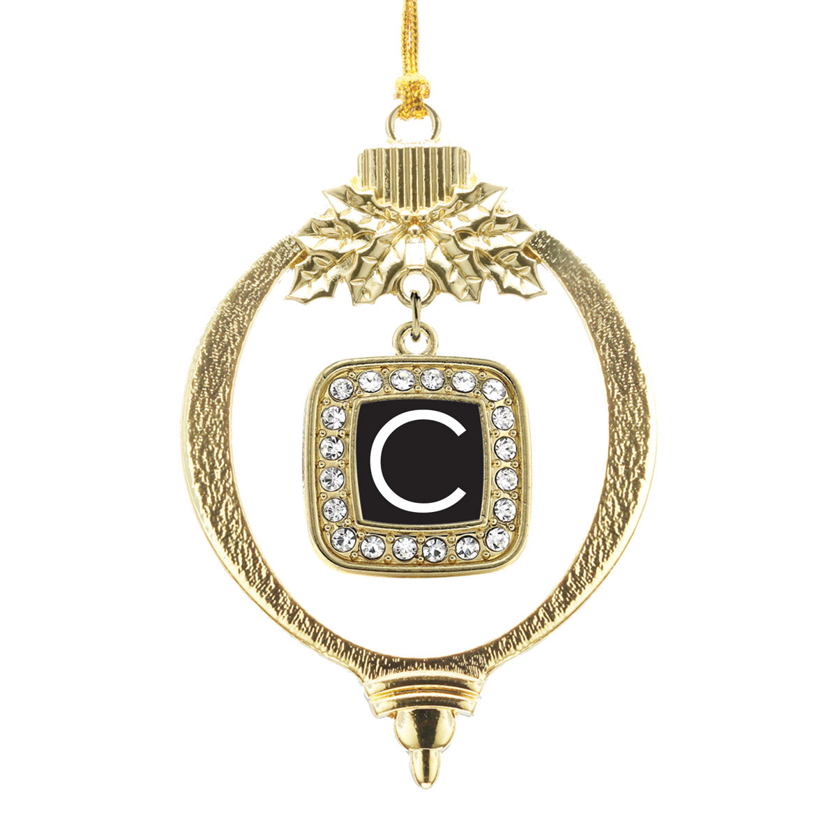 Gold My Initials - Letter C Square Charm Holiday Ornament