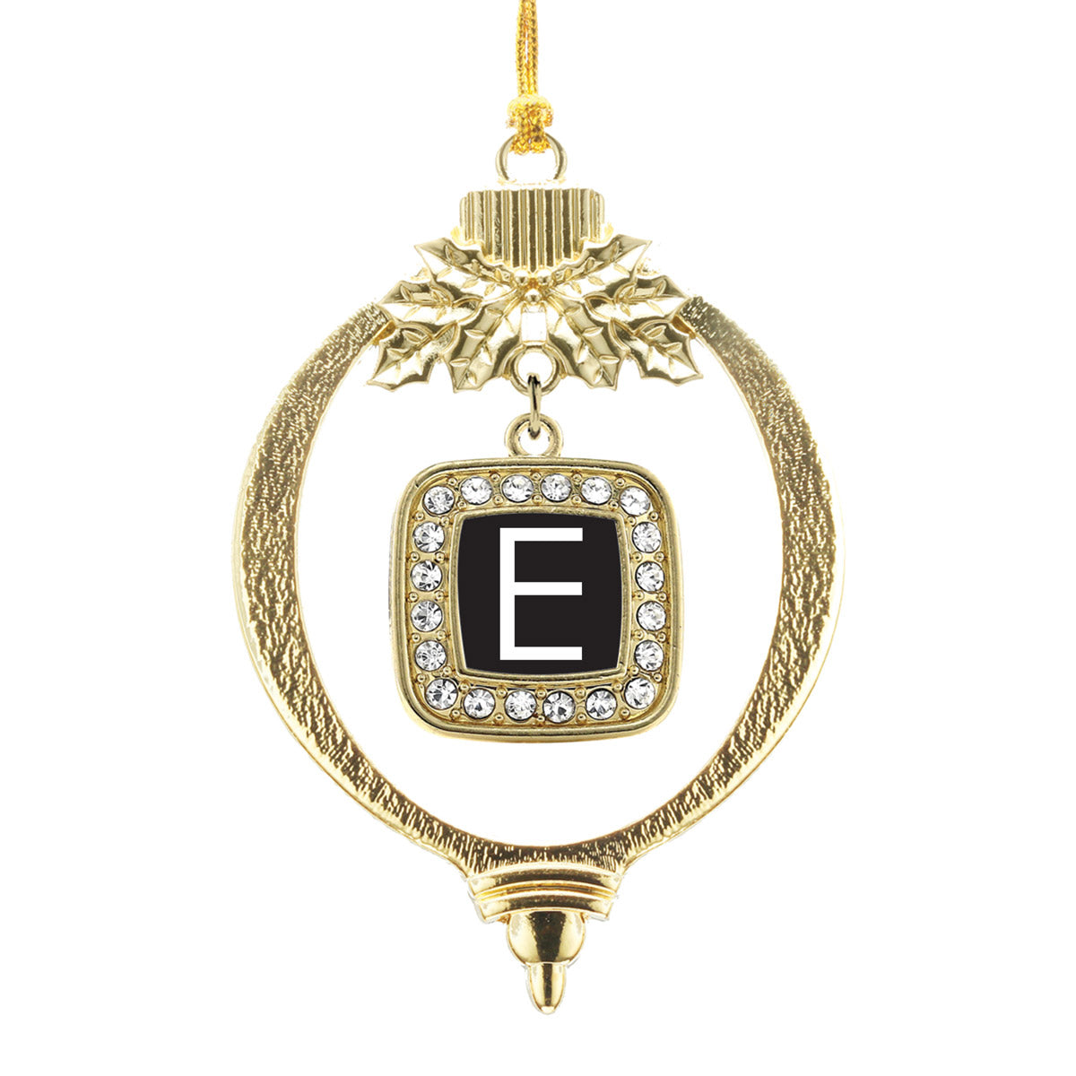 Gold My Initials - Letter E Square Charm Holiday Ornament