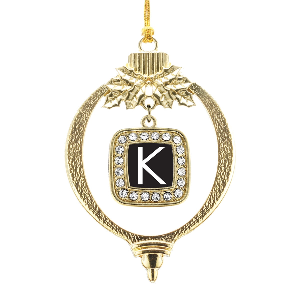 Gold My Initials - Letter K Square Charm Holiday Ornament