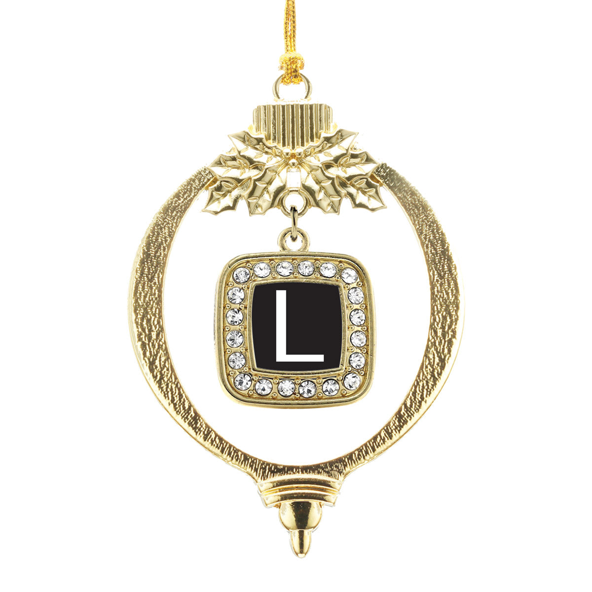 Gold My Initials - Letter L Square Charm Holiday Ornament