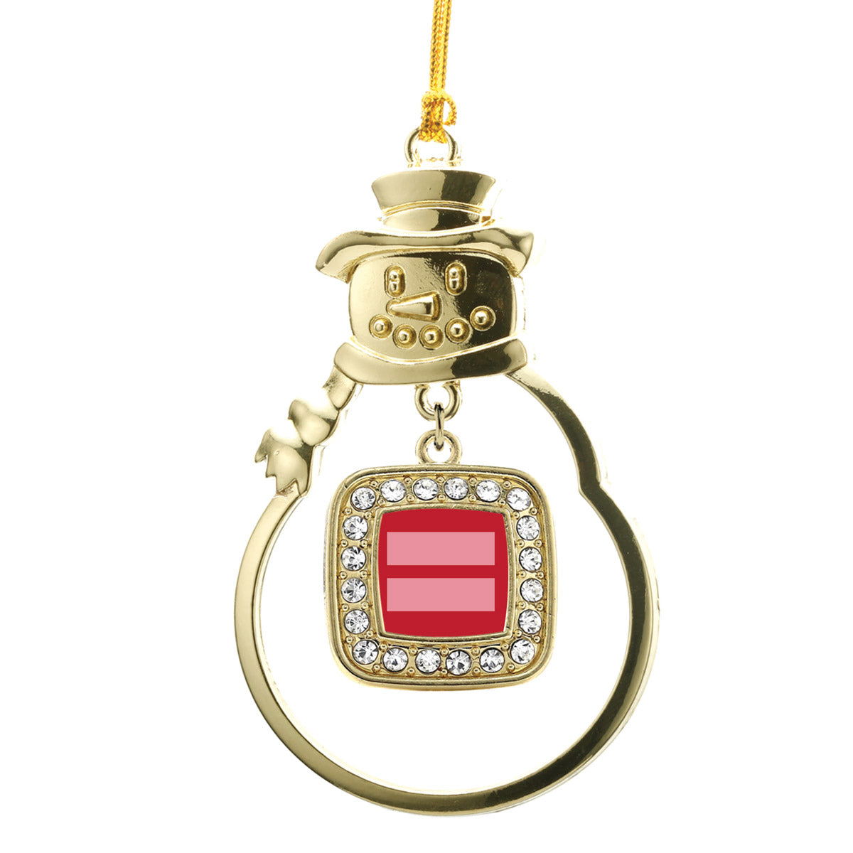 Gold Marriage Equality Square Charm Snowman Ornament