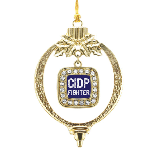 Gold CIDP Fighter Square Charm Holiday Ornament