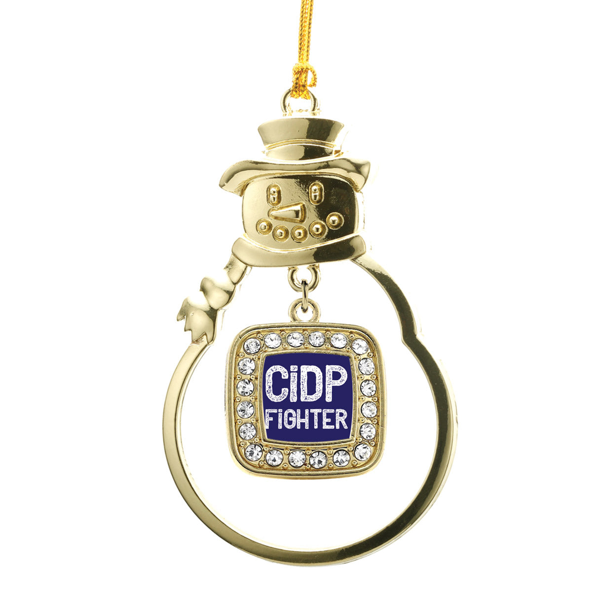 Gold CIDP Fighter Square Charm Snowman Ornament