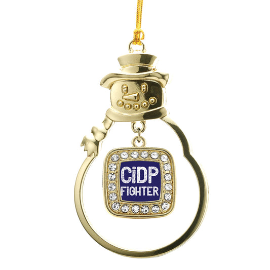 Gold CIDP Fighter Square Charm Snowman Ornament