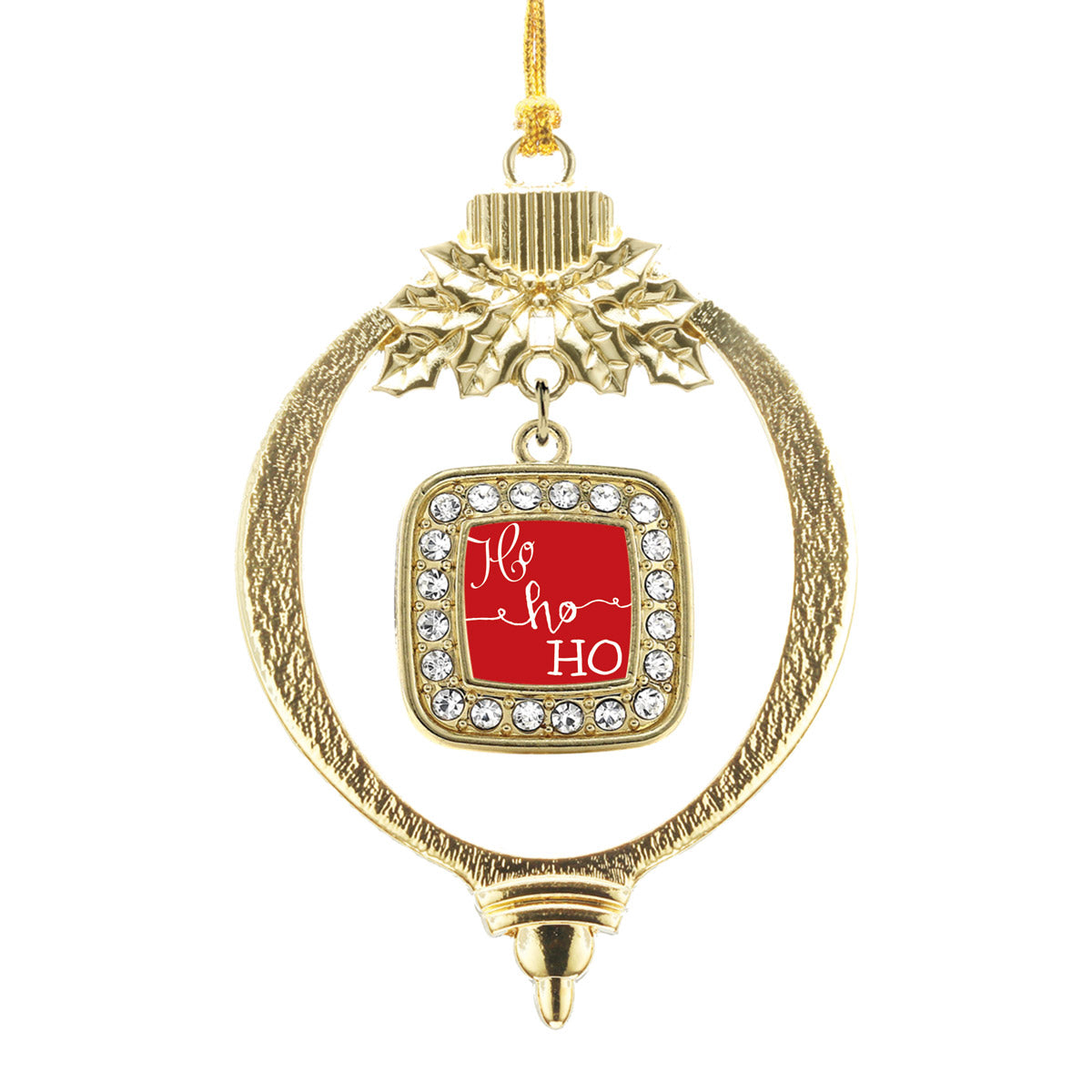 Gold Ho Ho Ho Square Charm Holiday Ornament