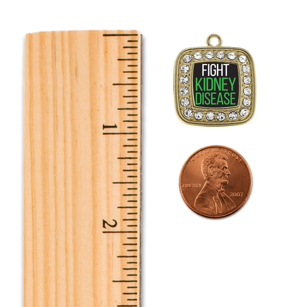 Gold Fight Kidney Disease Square Charm Holiday Ornament