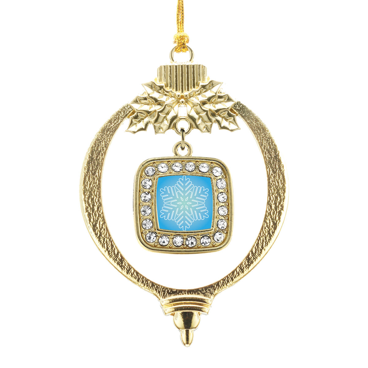 Gold Snowflake Square Charm Holiday Ornament