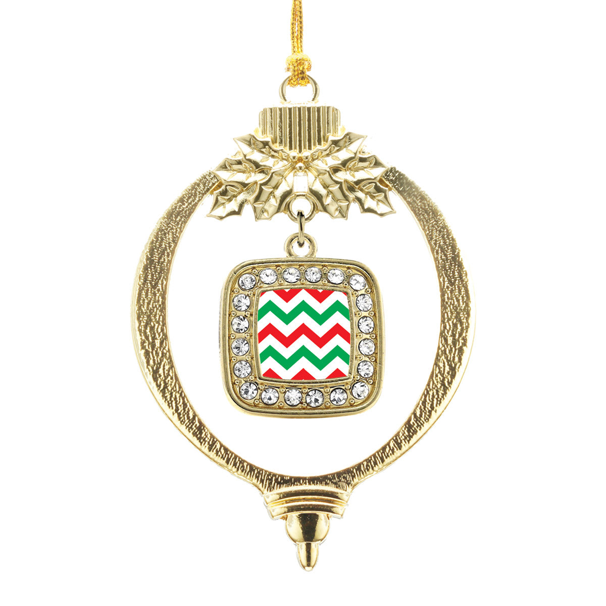 Gold Holiday Chevron Square Charm Holiday Ornament