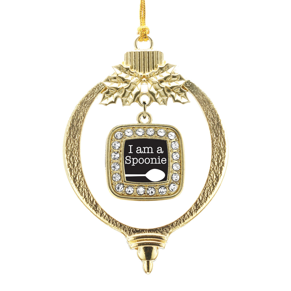 Gold I Am A Spoonie Square Charm Holiday Ornament