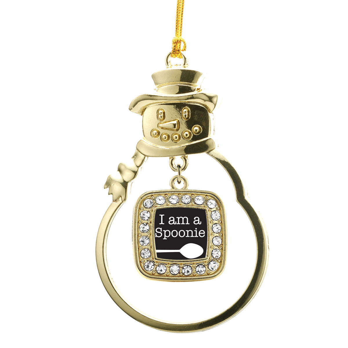Gold I Am A Spoonie Square Charm Snowman Ornament