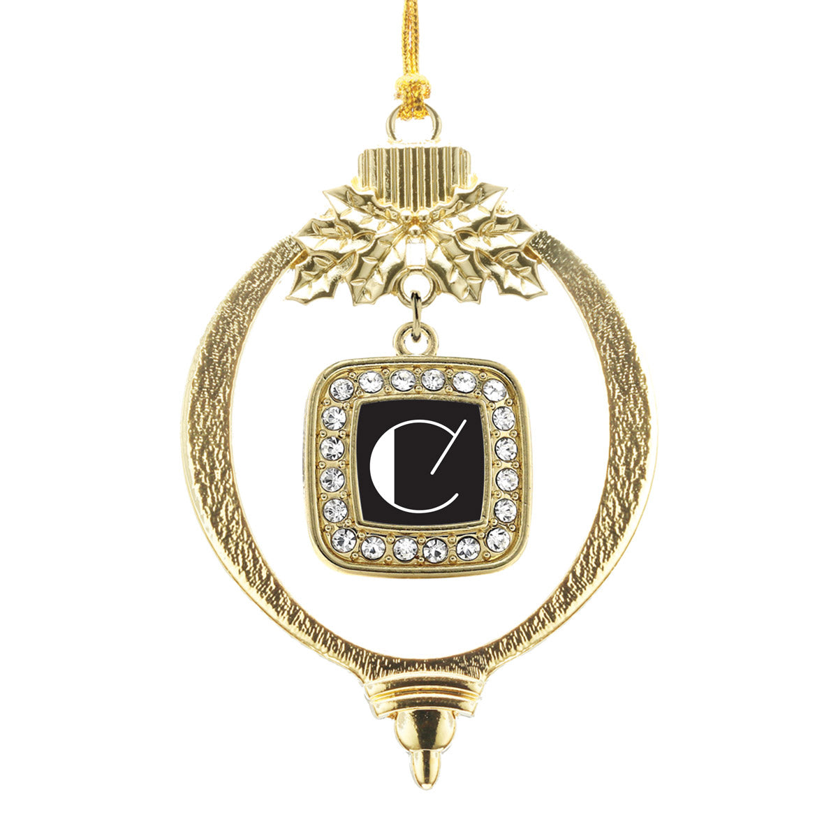Gold My Vintage Initials - Letter C Square Charm Holiday Ornament