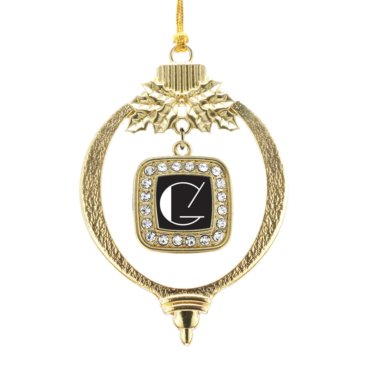 Gold My Vintage Initials - Letter G Square Charm Holiday Ornament
