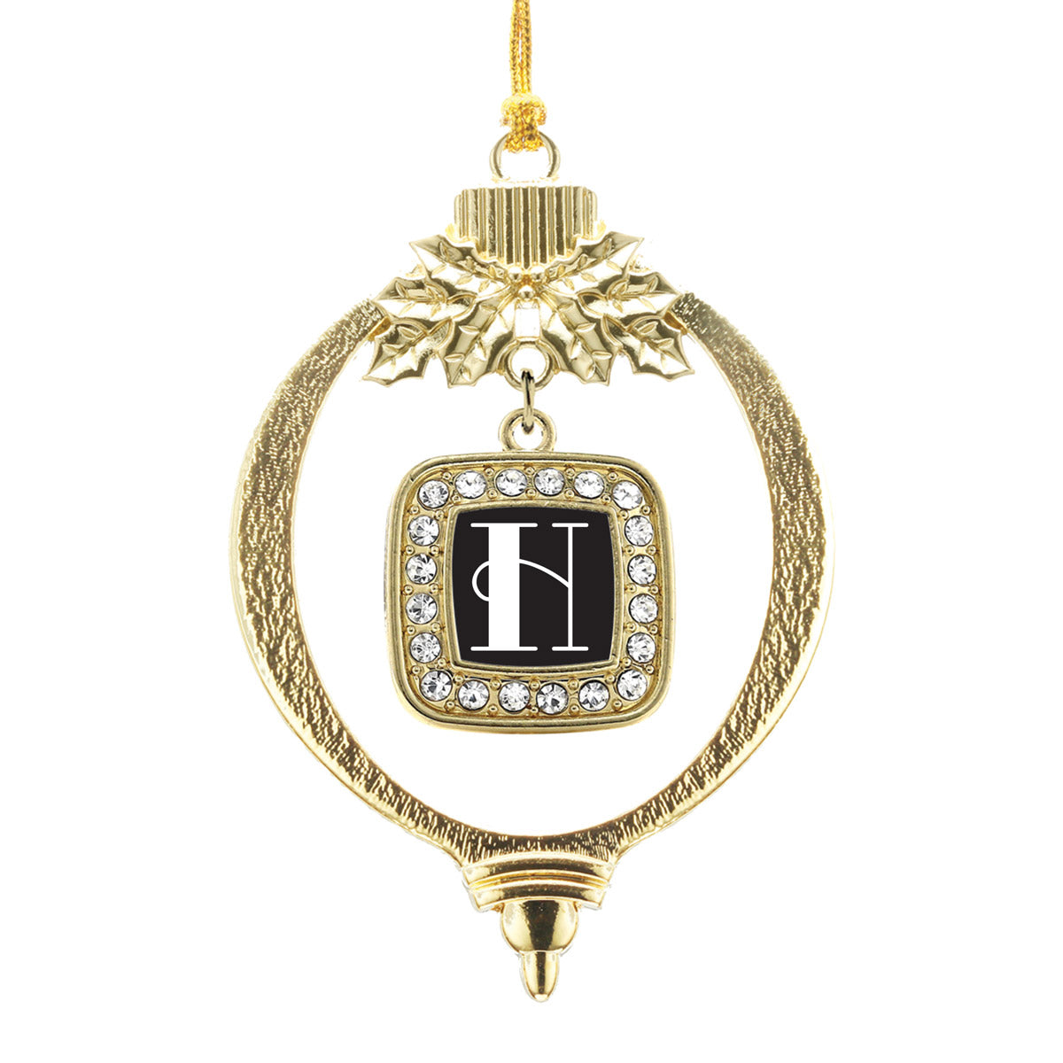 Gold My Vintage Initials - Letter H Square Charm Holiday Ornament