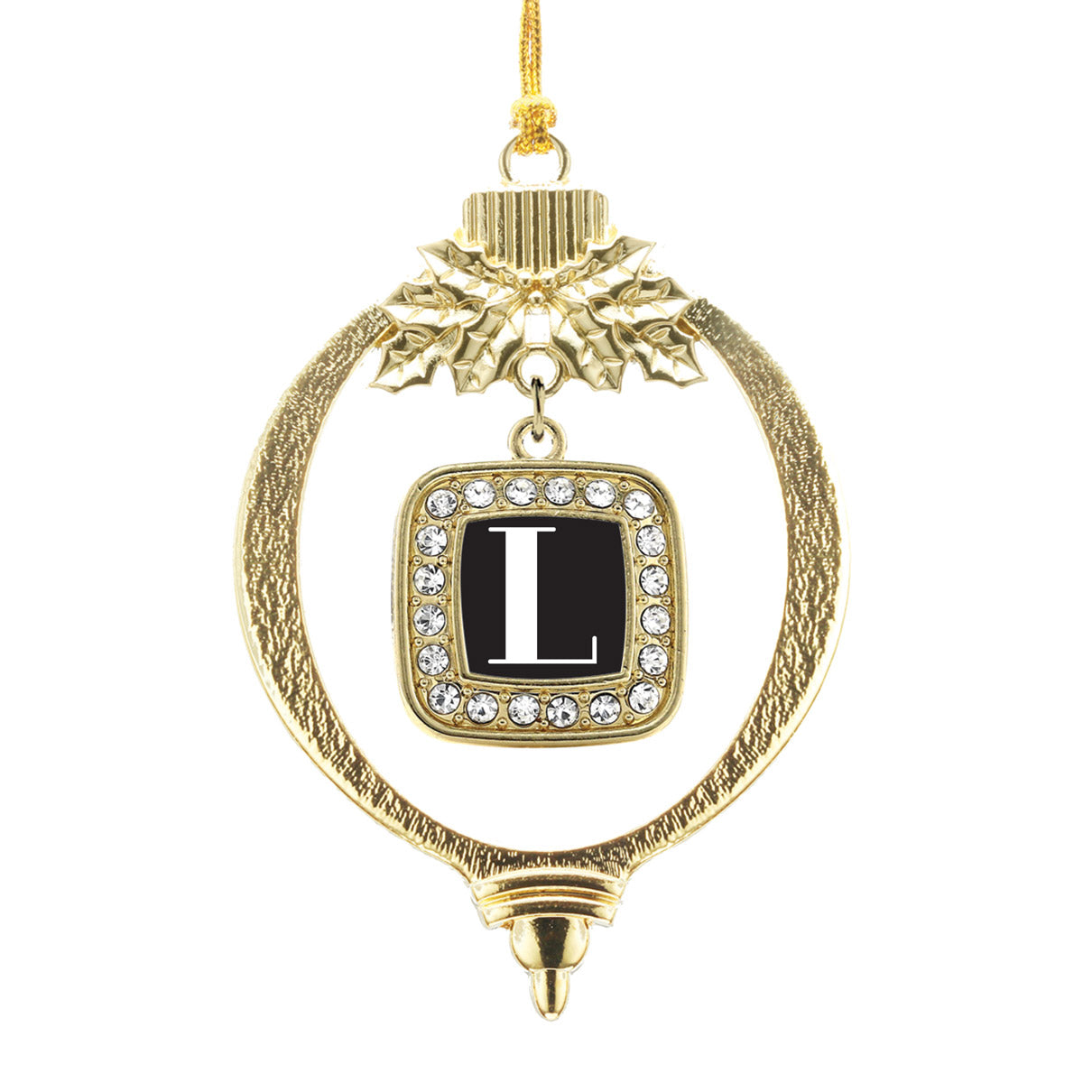 Gold My Vintage Initials - Letter L Square Charm Holiday Ornament