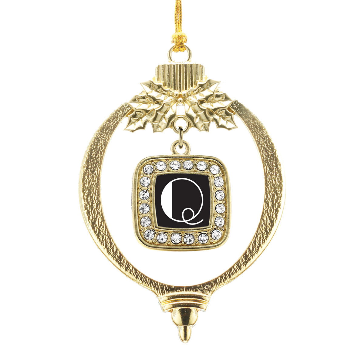 Gold My Vintage Initials - Letter Q Square Charm Holiday Ornament