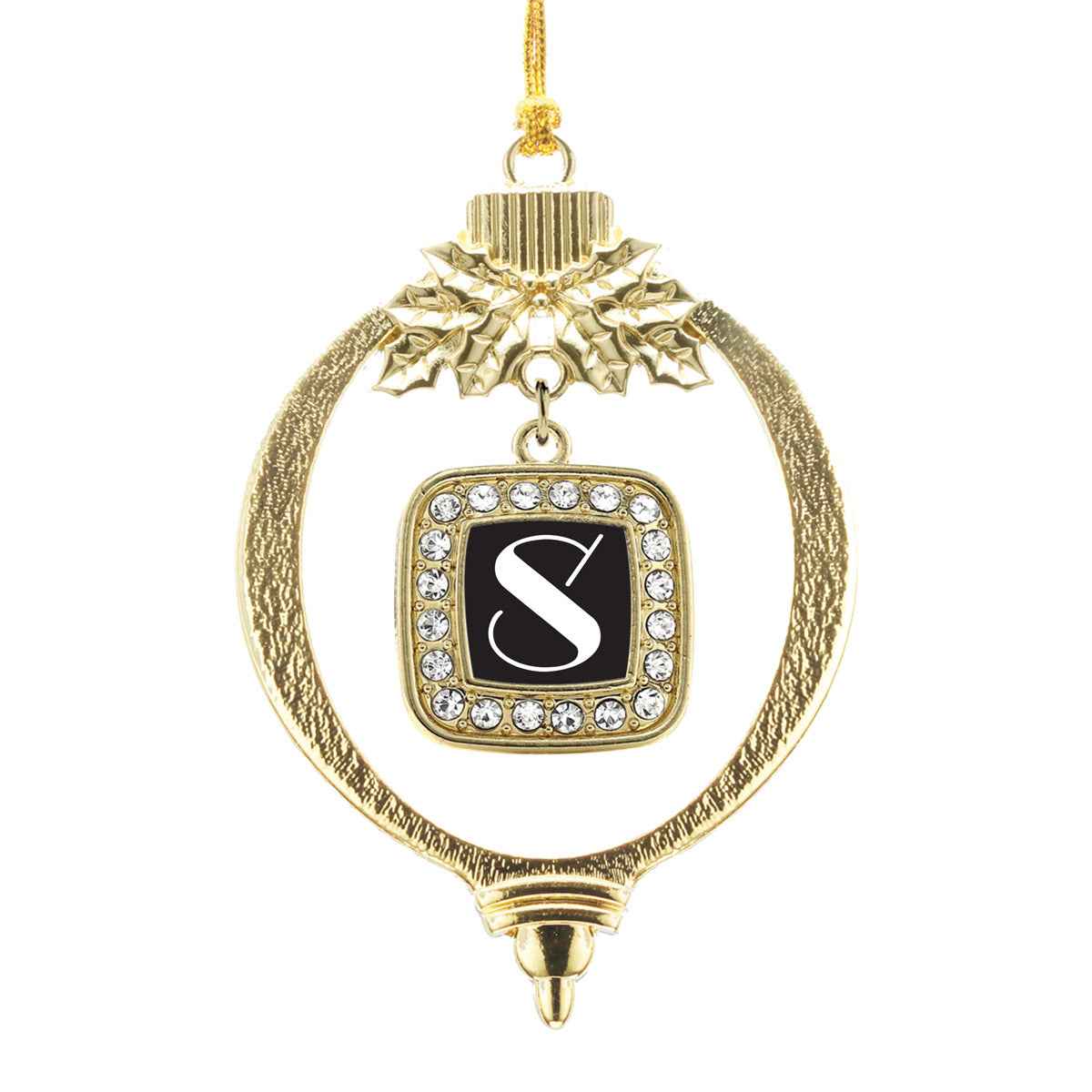 Gold My Vintage Initials - Letter S Square Charm Holiday Ornament