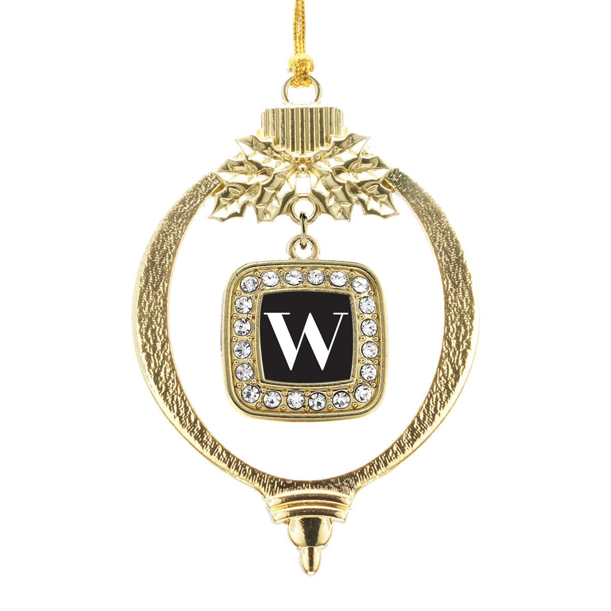 Gold My Vintage Initials - Letter W Square Charm Holiday Ornament