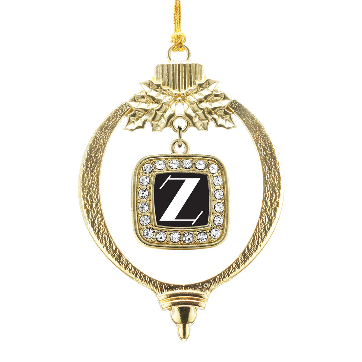 Gold My Vintage Initials - Letter Z Square Charm Holiday Ornament